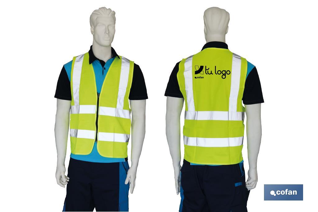High visibility vest | Zip fastener | Available in various sizes - Cofan
